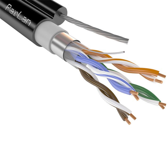 U/UTP Cat5e 4х2х0,52 PVC/Petr Кабель парной скрутки наружный с несущим тросом из стальных оцинкованных проволок U/UTP Cat5e 4х2х0,52 PVC/Petr Кабель парной скрутки наружный с несущим тросом из стальных оцинкованных проволок